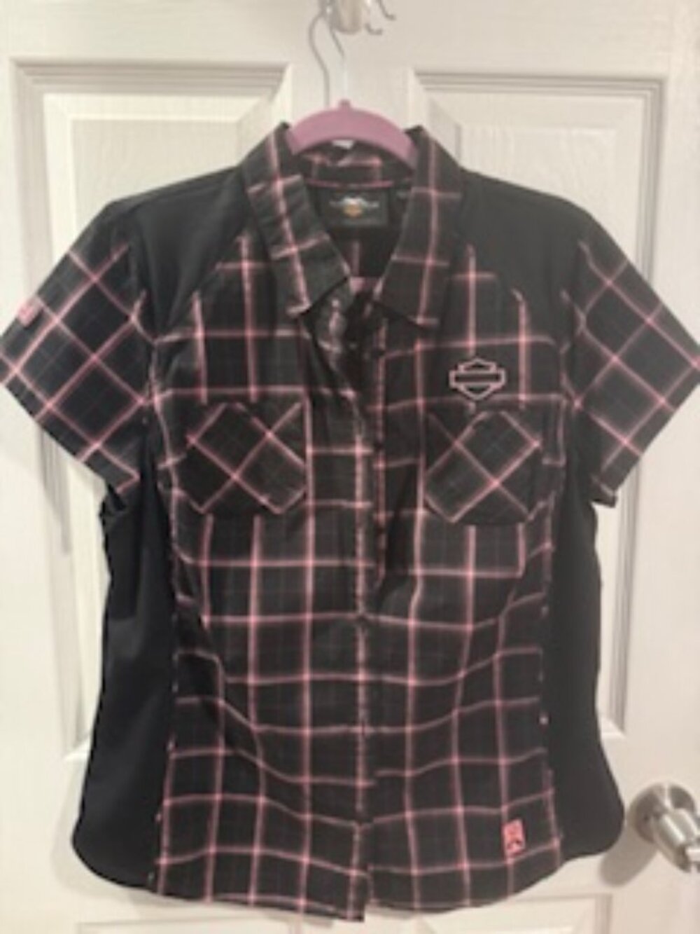 Womens Harley Davidson Performance Black/Pink Breast Cancer Shirt, L